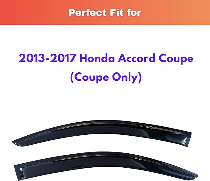 KPY Rain Guards Fit for 2013-2017 Honda Accord Coupe, Out-Channel Window Visors Vent Wind Deflectors 2PC, Car Accessories for 13-17 Accord (Coupe Only)