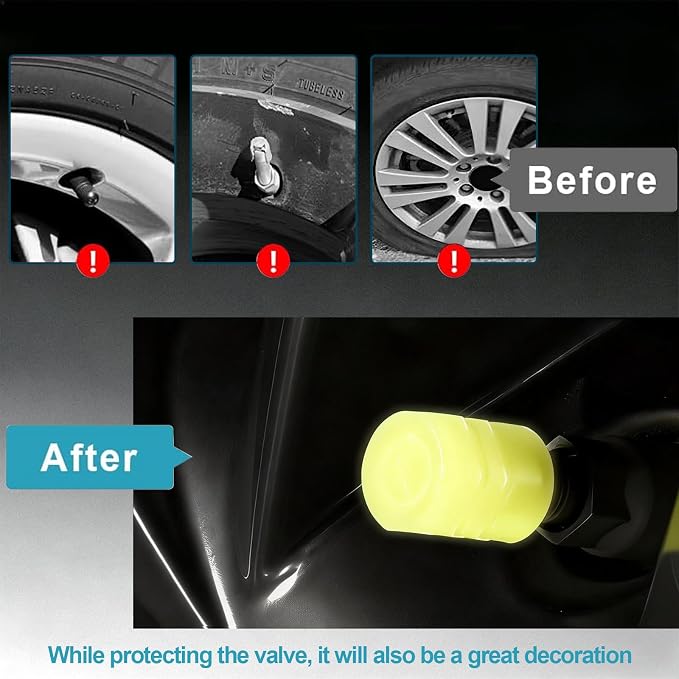20 Pcs Glow in The Dark Tire Valve Caps Fluorescent Tire Valve Stem Caps, Cool Car Present for Universal Decoration Accessories for Car SUV Bicycle Motorcycles Trucks (Orange)