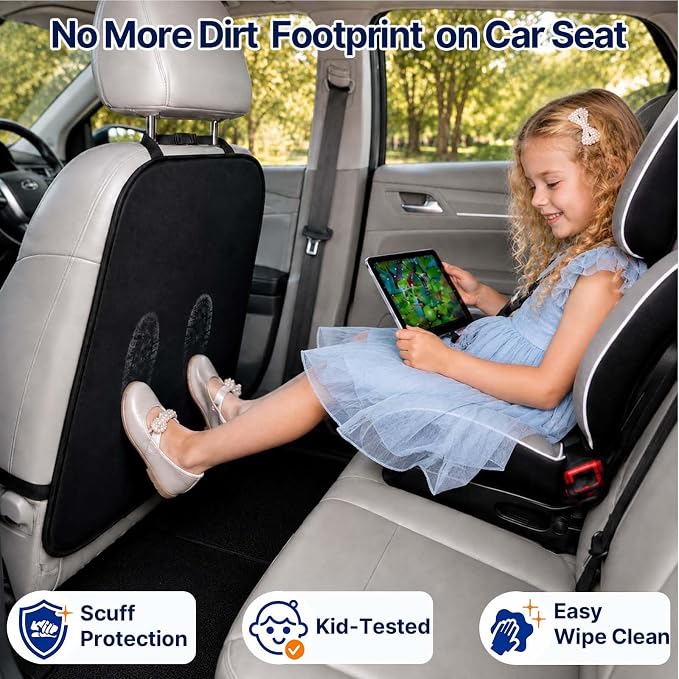 Back Seat Cover for Kids, 2 Pack Waterproof Kick Mats Backseat Protector, Car Seat Back Protectors for Vehicles to Protect from Dirt, Mud & Scratches,Easy to Clean X-Large
