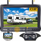 RV Backup Camera Wireless Plug and Play: Pre-Wired for Furrion System Recording Wide View Rear View Camera Clear Night Vision HD 1080P 7'' Touch Key Monitor for Trailer Camper Motorhome Y27-N