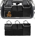 Car Trunk Hanging Organizer, Collapsible Backseat Storage Bag with 4 Pockets & 2 Mesh Pouches, Multi-Functional Oxford Cloth Trunk Organizer for Most Cars Trucks SUVs