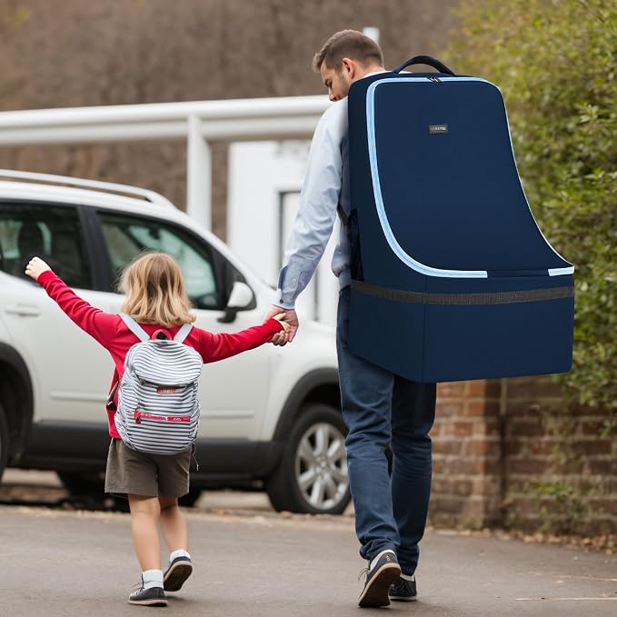Padded Carseat Travel Bag, Car Seat Travel Cover Backpack with Shoulder Straps, Gate Check Car Seat Bag, Baby Airplane Travel Essentials