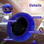 7PCS Set car Interior Aesthetic Accessories, Fluffy 15 inch Steering Wheel Cover, armrest pad, seat Belt Cover,Gear Shift Cover, Fit Girly car Accessories for Women.