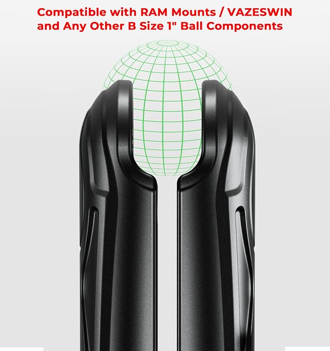 1" Ball Aluminum Alloy Double Socket Arm, 5.9" Length Long Arm | Compatible with RAM Mounts B Size 1" Ball Components, for Fish Finder Mount, Motorcycle Bike Car Phone Mount Holder
