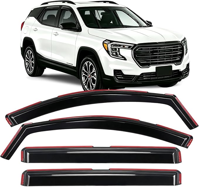 in-Channel Rain Guards for GMC Terrain 2018-2024, Window Visor Window Deflectors for Rain Protection & Ventilation, Smoke Tinted, 4PCS