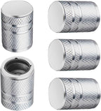 Tire Valve Stem Caps - (5 Pack) Metal Air Caps with Plastic Liner, Corrosion Resistant, Leak-Proof, Universal Stem Covers for Cars Trucks Motorcycles and Bikes - Silver