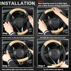 Car Steering Wheel Cover for Toyota RAV4,Camry,Highlander,Corolla,Prius,Tacoma,Standard Size - Black+Beige