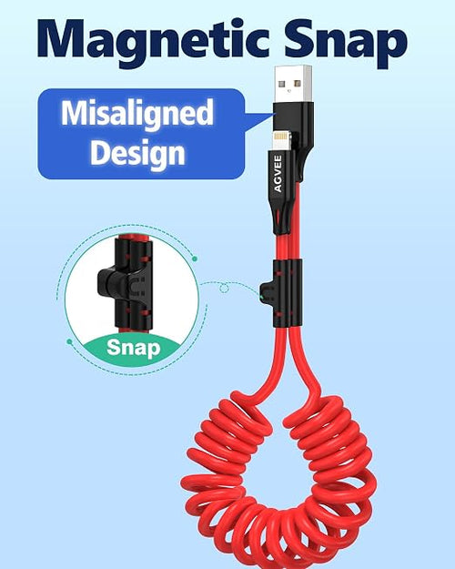 2 Pack 3ft Coiled USB-A to Lightning Cable [MFI Certified] Carplay | 3A Fast Charger Data Transfer Cord in Car for iPhone 14/13/12/11/XS/8/7/6/5, iPad, iPod