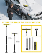 2025 Extra Long 55.7" Ice Scrapers for Car Windshield Multi-Functional Detachable Car Ice Scraper with Foam Grip and 270° Pivoting Brush Head Snow Brush for SUV Truck Auto(Yellow)