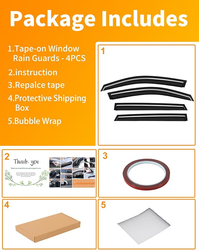Low-Profile Window Rain Guard for Subaru Outback 2020 2021 2022 2023 2024 2025 Side Window Visors Extra-Thick Vent Visor Window Deflectors Vent Shades Car Accessories