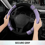 Road Comfort Leather Steering Wheel Cover – Premium Anti-Slip Car Steering Wheel Grip Cover – Universal Fit for 14.5”–15” Cars, Trucks & SUVs - Purple