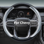 Leather Steering Wheel Cover for Chevy Silverado 1500 2500 3500, 14.5-15 inches Car Steering Wheel Cover with Non-Slip Breathable (Bright Silver)