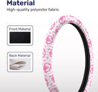 Pink Fairytale Castle Steering Wheel Cover, Polyester Car Wheel Grip, Universal 15 Inch for Cars SUVs Trucks