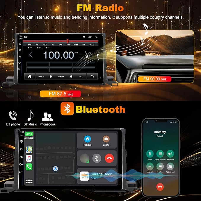 4Core 64GB 5GWiFi Upgrade Car Radio Stereo for Toyota Highlander 2014-2019, 10.1Inch Wireless CarPlay Touch Screen Android Auto Head Unit Radio with Bluetooth Backup Camera GPS Navigation DSP SWC FM