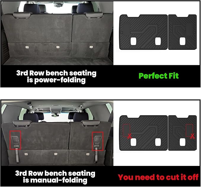 Trunk Mat with Backrest Mat 2015-2020 for Chevrolet Chevy Suburban/GMC Yukon XL(Not Fit Yukon)/Cadillac Escalade ESV(Only Escalade ESV, Not Fit Escalade), All Weather TPE Mat