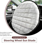1 PC Car Steering Wheel Sun Shade, 16.93" Aluminum Foil Material Car Driving Handle Cover, Thickened Slip-on Steering Wheel Sunshade Protector, Universal for Most Cars SUVs Trucks (Silver)