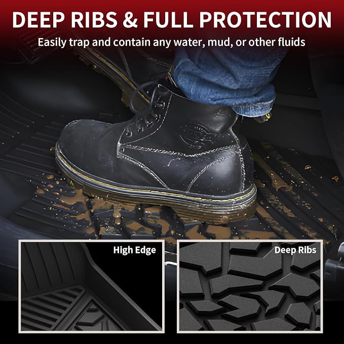 Floor Mats for Ford Maverick 2026 2025 2024 2023 2022 (Hybrid Models Only) All Weather Car Mats TPE Truck Liners Vehicle Accessories for Ford Maverick - 1st & 2nd Row, Black