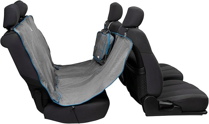 Heather Hammock - Full Seat Dog Hammock for Secure Pet Travel - Waterproof & Stain Resistant Cover - Backseat Divider - Dog Car Seat Protector - Heather Gray