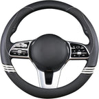 14 inch Cute Steering Wheel Cover for Women Men Faux Leather and Carbon Fiber,Black
