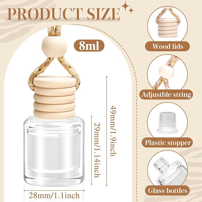 6 Pack Car Air Freshener, Mahogany Premium Woody Car Air Freshener Diffuser Fragrance, Hanging Essential Oil Diffuser for Interior Decor, Long Lasting Car Accessories Unisex (Sunlit Teak Scent)