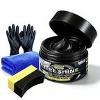 Tire Shine Gel & Wheel Cleaning Wax with Applicator Sponge, Long-Lasting Tire Dressing for Deep Black Wet Gloss Finish, UV Protection for Cars, Trucks, Motorcycles & RVs, 7oz/200g