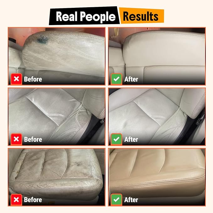 Car Leather Cleaner and Conditioner - pH Neutral, Non-Toxic & Non-Greasy - Gently Cleans, Restores and Protects Leather Seats and Interior - Safe for Leather Furniture, Couch & Sofa - 36 fl. Oz. Kit