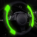 Line Rider Microfiber Leather Sporty Steering Wheel Cover Universal Fits for 95% Truck,SUV,Cars 14.5-15inch, Anti-Slip Safety Comfortable Design (Glows Lime Fluorescent Green)