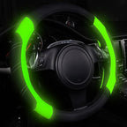 Line Rider Microfiber Leather Sporty Steering Wheel Cover Universal Fits for 95% Truck,SUV,Cars 14.5-15inch, Anti-Slip Safety Comfortable Design (Glows Lime Fluorescent Green)