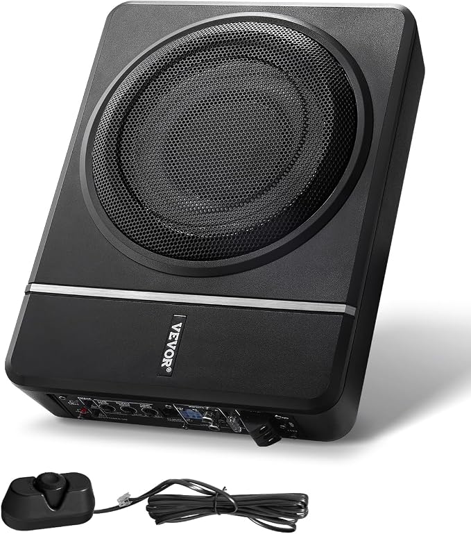 8" 240W Underseat Car Subwoofer, Slim Powered Car Subwoofers Under The Seat, Low Profile Audio Sub Built-in Amplifier, High/Low Level Input & Volume Controller for SUVs, Car, Truck, RV