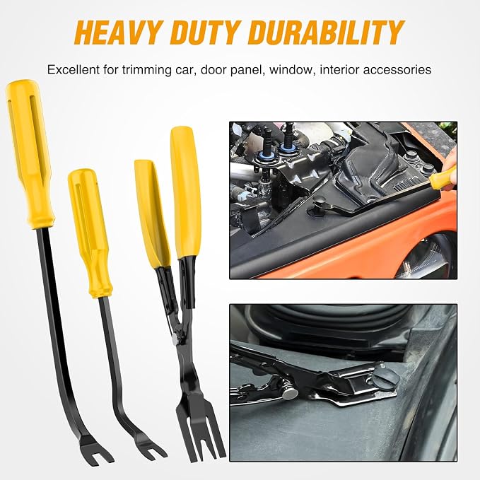 330Pcs Trim Removal Tool, Auto Push Pin Bumper Retainer Clip Set Fastener Terminal Remover Tool Adhesive Cable Clips Kit Car Panel Radio Removal Auto Clip Pliers, Yellow