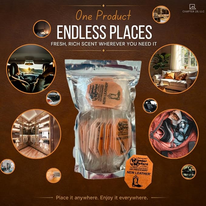 Wonder Wafers 75 Count Air Fresheners Individually Wrapped, New Leather Fragrance