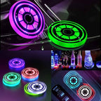 2PCS LED Car Cup Holder Lights, Light up Car Coasters for Cup Holders 7 Color-Changing Light Up Cup Holder Insert Coasters, Waterproof Car Accessories for Teens, Car Gifts for Men & Women