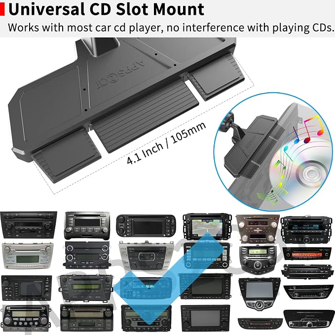 Sturdy CD Slot Phone Mount Upgraded Wireless Charger with One Hand Operation Design, Hands-Free Car Phone Holder Compatible with iPhone 17 Pro Max Plus 16 15 14 13 12 11, Samsung S25 S24