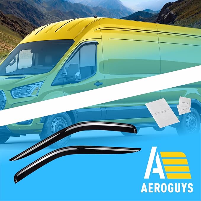 Extra Durable Window Deflectors Tape-On Window Visors Rain Guards Fit for Ford Transit 2014-2026, Sun Visors, Wind Vent for Shades, Exterior Car Accessories - 2pcs. AG0061