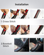 Leather Steering Wheel Cover Lace Up, Stitch on Steering Wheel Wrap, Universal Fit 13-20 Inch Car Truck Pickup Boat, A Whole Piece of Cowhide, DIY w/Needle Thread (Size XXL0, Coffee)