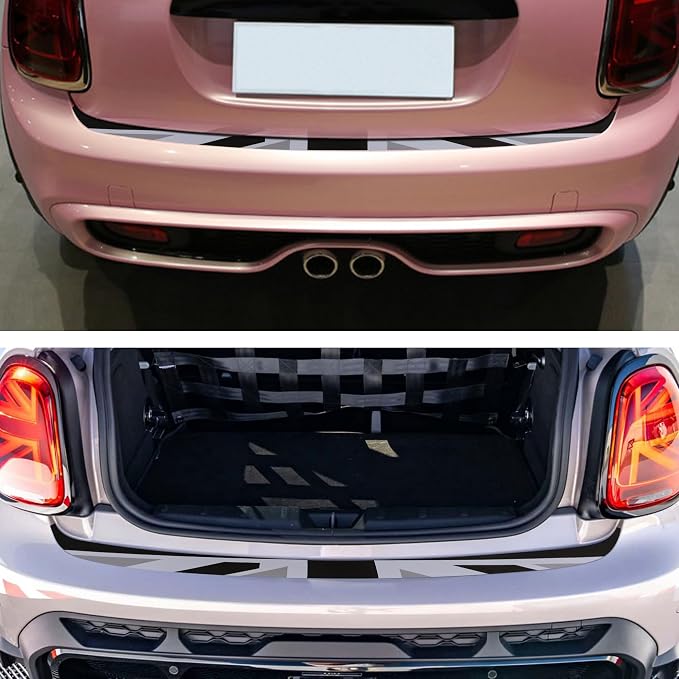 Rear Bumper Protector Sticker Compatible with Compatible with Mini Cooper F56 F55 R55 Anti-Collision Strip Trunk Threshold Decal Car Trunk Door Edge Vinyl Sticker Decoration for Car (Gray Flag)