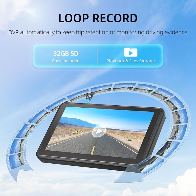 Magnetic Solar Wireless Backup Camera: HD1080P 7” Touchscreen Portable with DVR, BSD, 1-Min Install-Free IR Night Vision Hitch Backup Camera for Trailer/Truck/Small RV/Camper/Tractor-AWTCM701