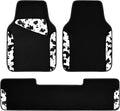 Waterproof Universal 3Pcs Car Floor Mats, Cow Print Car Mats Fit for SUV,Vans,sedans, Trucks,Set of Vehicles Car Carpet with Driver Heel Pad and Nibs Backing, Cute Women Girly (Black White)