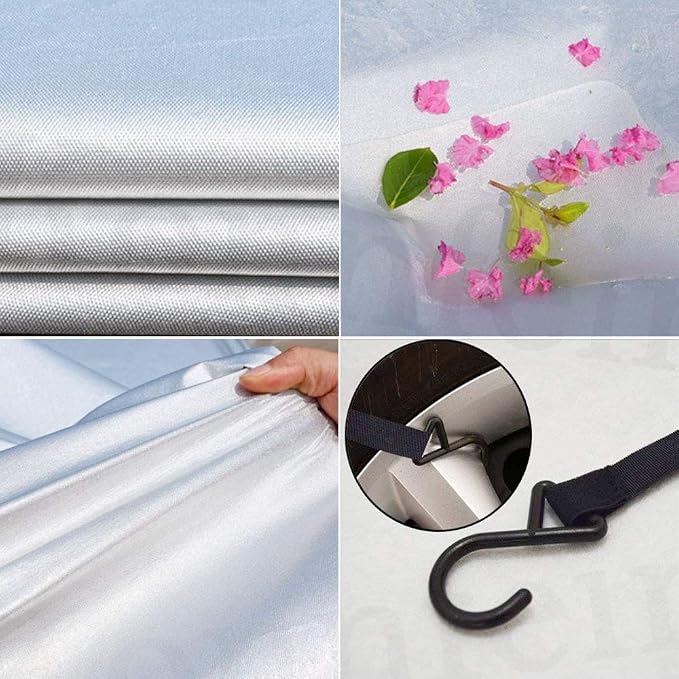 Half Car Cover Windshield Cover Car Body Cover for All Season Sunshade Cover Snow Cover Waterproof 210D Polyester with Cotton (Fit Small and Medium Size Pickup (Crew Cab))