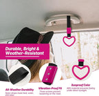 2 Pcs Heart Shaped Car Handle Strap – JD M Drift Charm Rear Bumper Warning Ring Decor for Car Interior Exterior, Subway Bus Handle Accessory, Cute Heart Car Decor Gift for Drivers (Hot Pink)