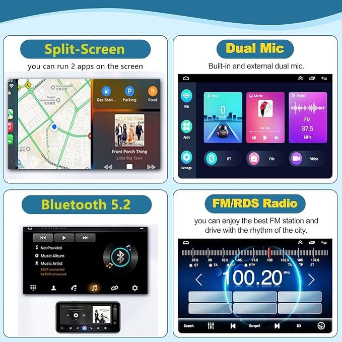 4G+64G Car Radio Stereo for Chevrolet Silverado & GMC Sierra 2014-2018, Wireless Carplay&Android Auto with Android 12 Support Bluetooth/Voice Control/GPS/WiFi/Back-up Camera/SWC/FM, 10.2" Car Radio
