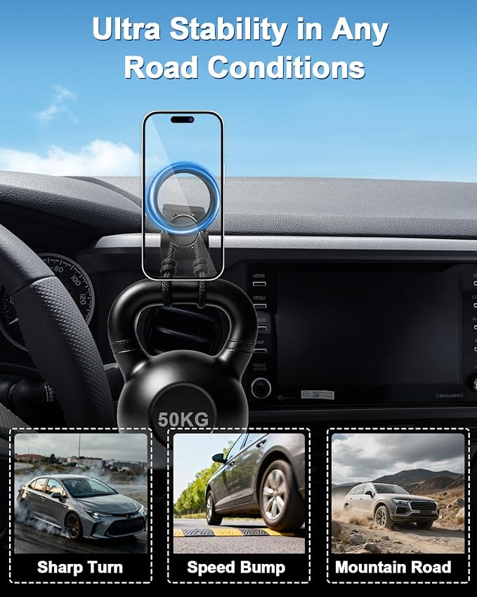 PZK Car Phone Holder for Toyota Tacoma 2016-2023 Accessories Custom Vent | 3rd Gen Tacoma Magnetic Car Phone Mount Compatible with Magsafe Hands Free 360° Rotation Phone Stand for All Smartphones