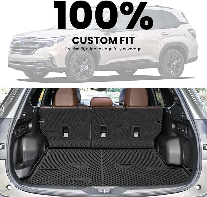 Floor Mats & Backrest & Cargo Mats for Subaru Forester 2026 2025 (Fit Hybrid, Not for Gas), All Weather TPE Custom Fit Easy Clean for Forester Hybrid 2025 2026 Car Accessories Trunk Liners