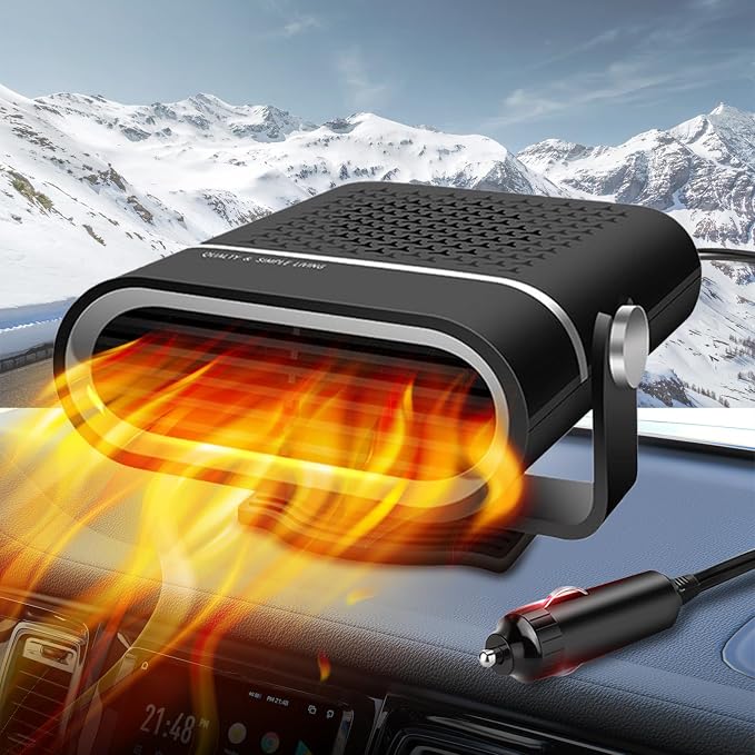 Car Heater, 200W Vehicles Heaters Auto Part 12V Portable Car Heaters That Plugs Into Cigarette Lighter, Vehicle Defroster Windshield Demister, Auto Defogger With 360° Rotatable for All 12 Volt Cars