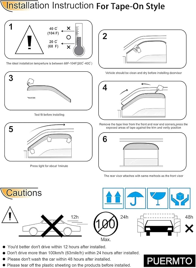 94428 Side Window Wind Vent Deflectors fit for 2002-2007 Jeep Liberty, 4pcs Out-Channel Tape-On Rain Guards Set, Dark Smoke Nice Window Visor