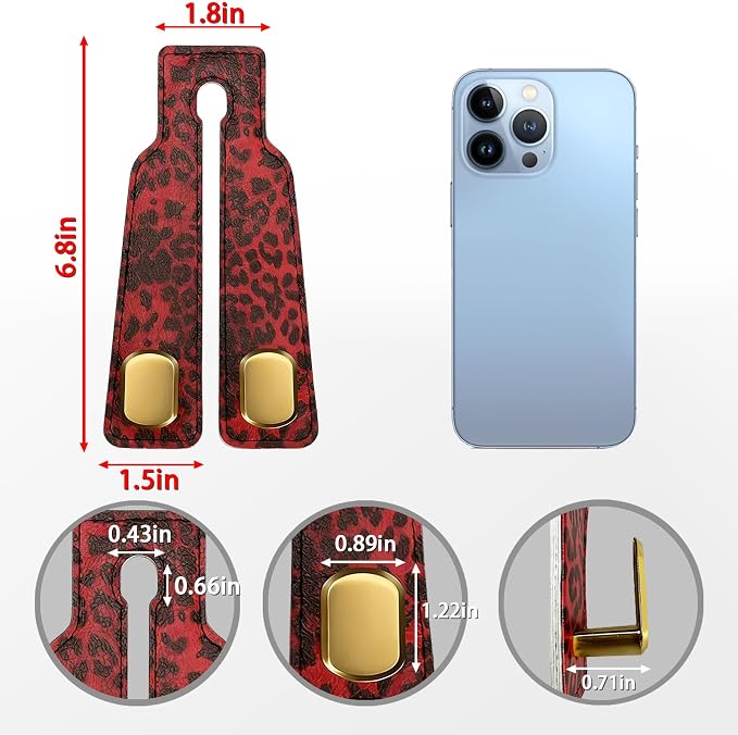Car Hooks for Headrest: 2Pack Car Seat Back Storage Headrest Hook - Premium Leather Double Metal Hook - Purse Hook For Car Headrest - Car Headrest Hooks for Purses, Handbags, Bags -Red Leopard