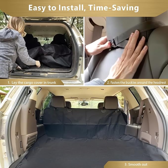 SUV Cargo Liner for Dogs, Upgraded Extra Large Water Resistant Pet Cargo Cover Dog Seat Cover Mat for SUVs with with Bumper Flap for Full-Size SUVs Vans, Black