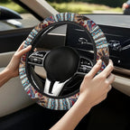 Auto Steering Wheel Cover Unviersal 15 Inch Steering Wheel Wrap Cover 4th of July Auto Interior Accessories Decor for All Seasons, Aztec Eagle US Flag