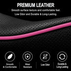 Car Steering Wheel Cover Full Surround - Soft Breathable Anti-Slip Heavyweight Safety Cover, Thick Cushioned Sports Style Universal Fit for Auto Truck SUV (Black/Pink)