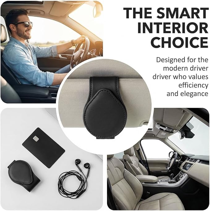 Car Visor Sunglasses Holder, Magnetic Vehicle Sun Visor Eyeglasses Hanger Ticket Card Holder Clip, Auto Interior Sunvisor Glasses Mounter Organizer, Universal for Vehicles (Black)